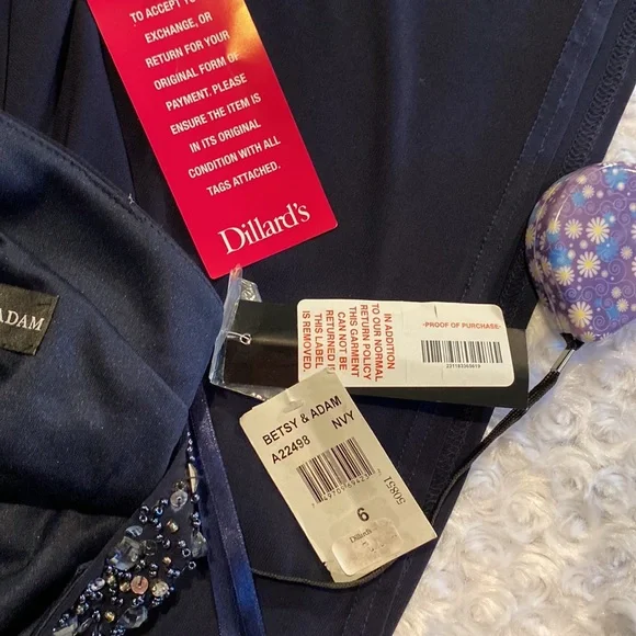 Betsy & Adam formal size 6 flutter dress NWT-navy - Picture 7 of 11